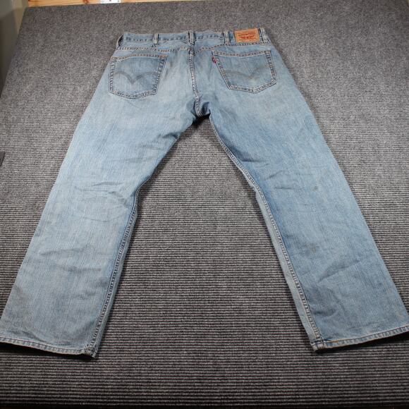Levi’s 569 Jeans Mens 38x34 Light Wash Loose Straight Zip Fly Distressed - Picture 6 of 15